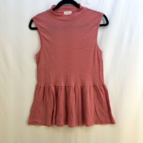 Anthropologie t.la Ribbed Striped Peplum Tank Size M - Picture 3 of 9